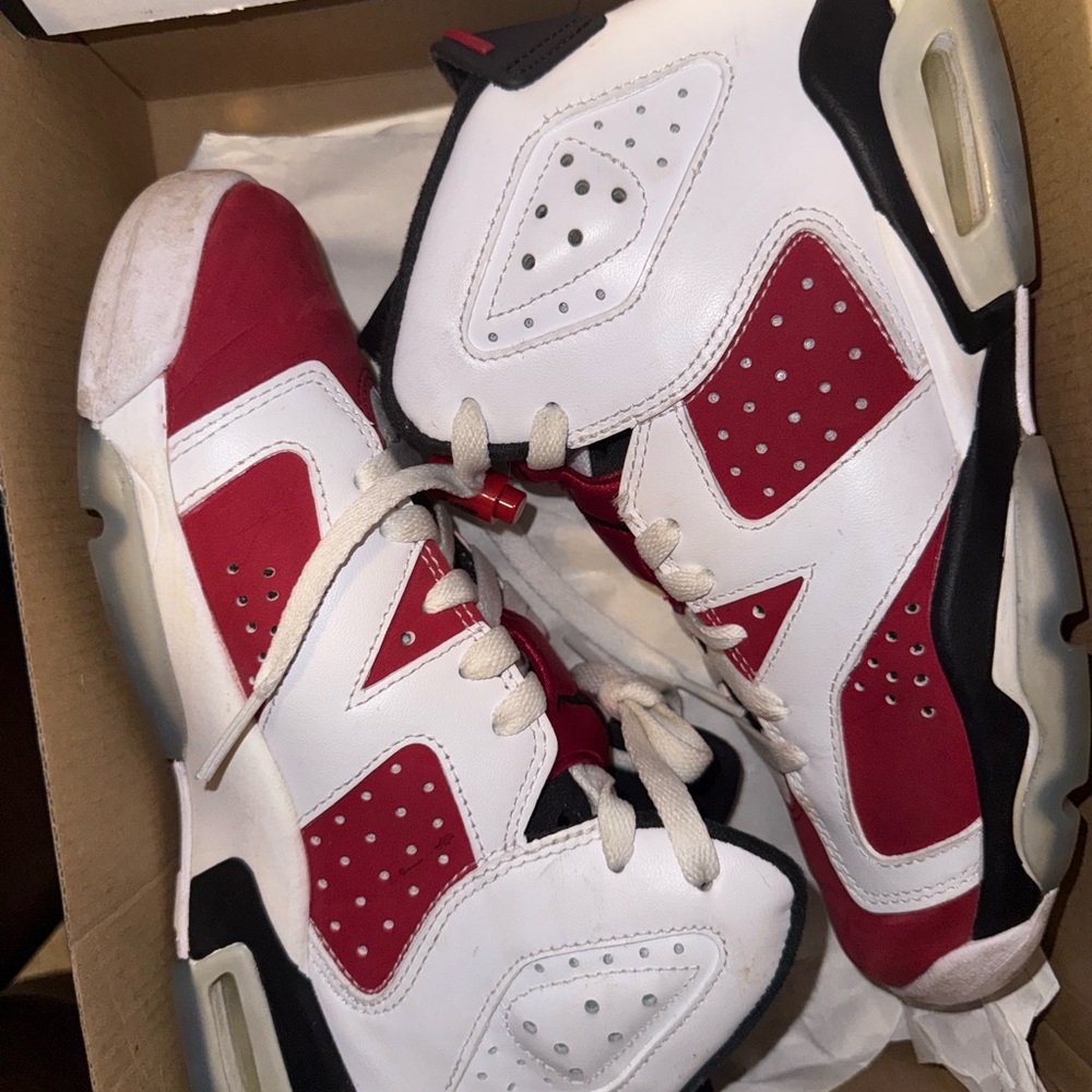 Jordan Air 6 Retro GS in White, Carmine, and Black